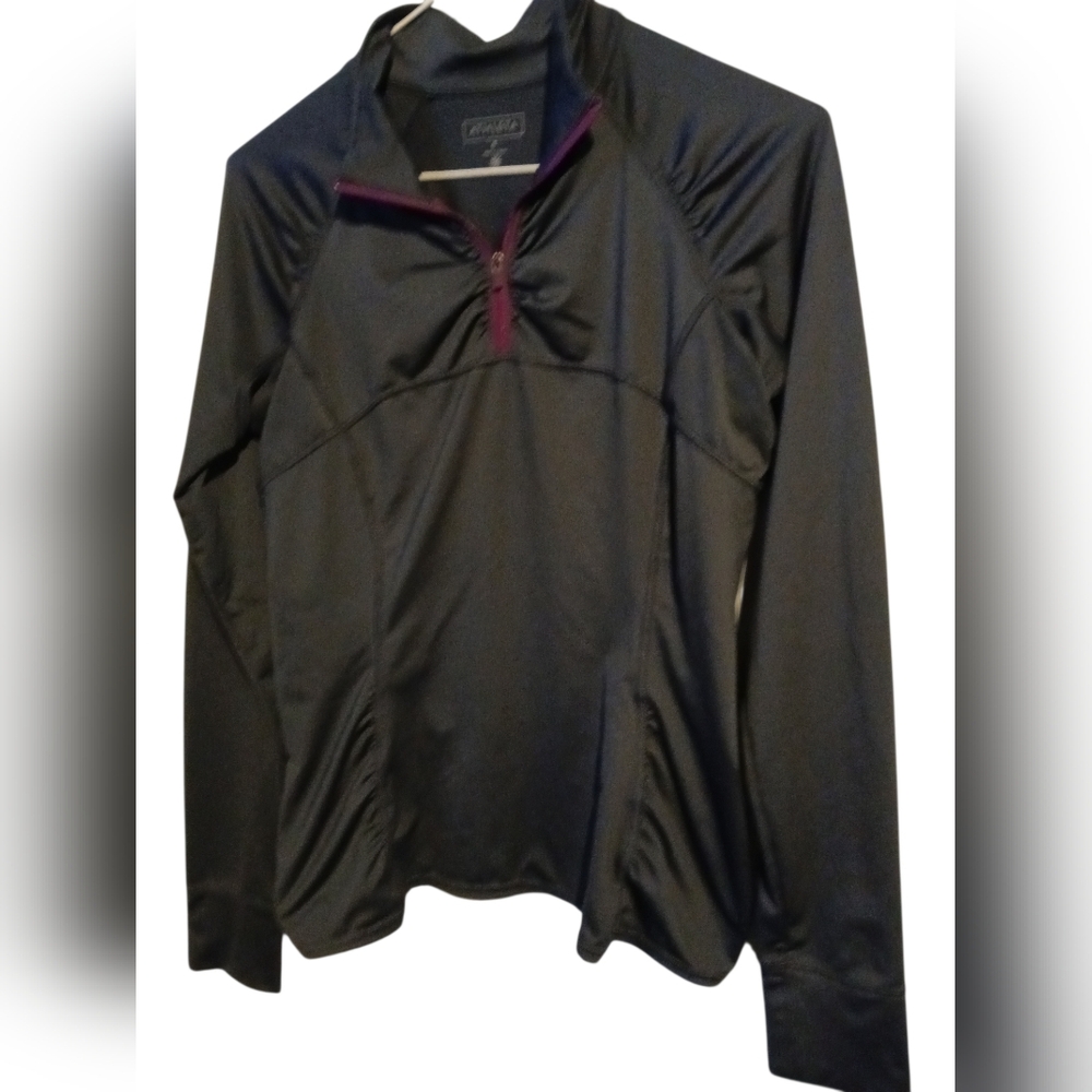 Athleta Charcoal Jacket Pullover with Magenta Zipper Small